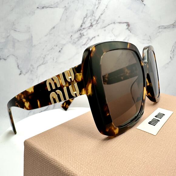 Miu Miu Accessories - New MIU MIU Sunglasses Brown Square Gold Full Rim 56mm MIU MIU